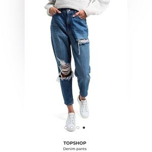 Topshop Ripped High-rise Mom Jeans